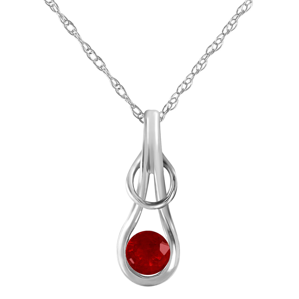 14K. SOLID GOLD NECKLACE WITH RUBY (White Gold)